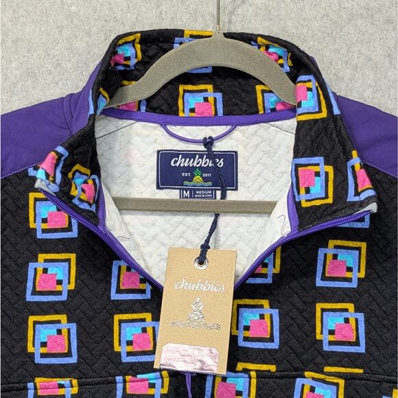 NWT Chubbies Out of the Box Quilted Quarter Zip Pullover Mens M Multicolor - Picture 3 of 11